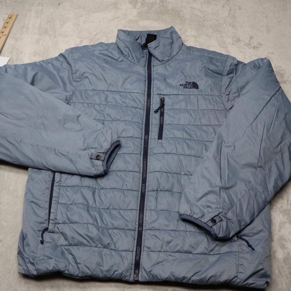 The North Face Puffer Jacket Mens Large Blue Ripstop Nylon Quilted Warm Winter
